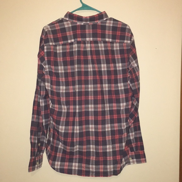 J Crew Men plaid pink gray long sleeve button S-M - Picture 4 of 5